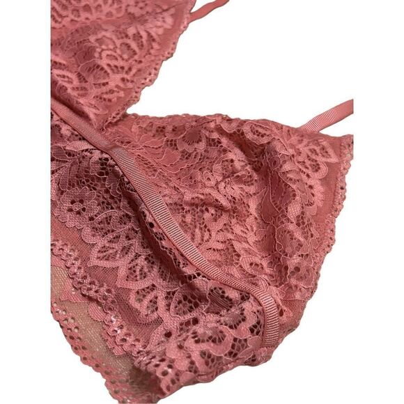Lace Bralette Bra Top Mauve Pink Floral Delicate Lingerie Comfortable - Picture 3 of 5